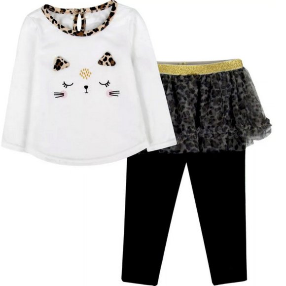 NWT TWINS 12m leopard outfit cats baby essentials - Picture 2 of 9